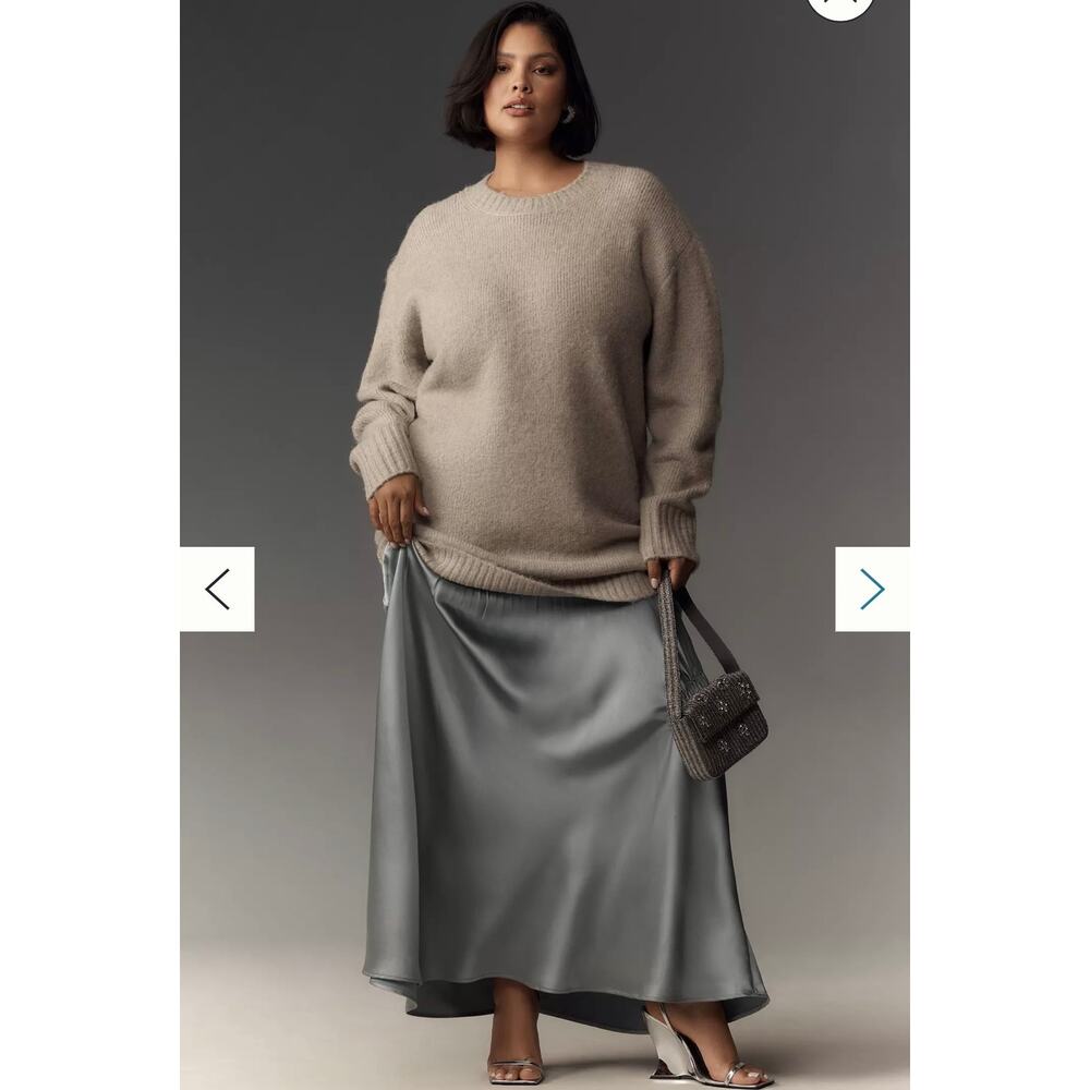 Anthropologie Long Sleeve Twofer Sweater Slip Midi Dress Size Large Retail $228